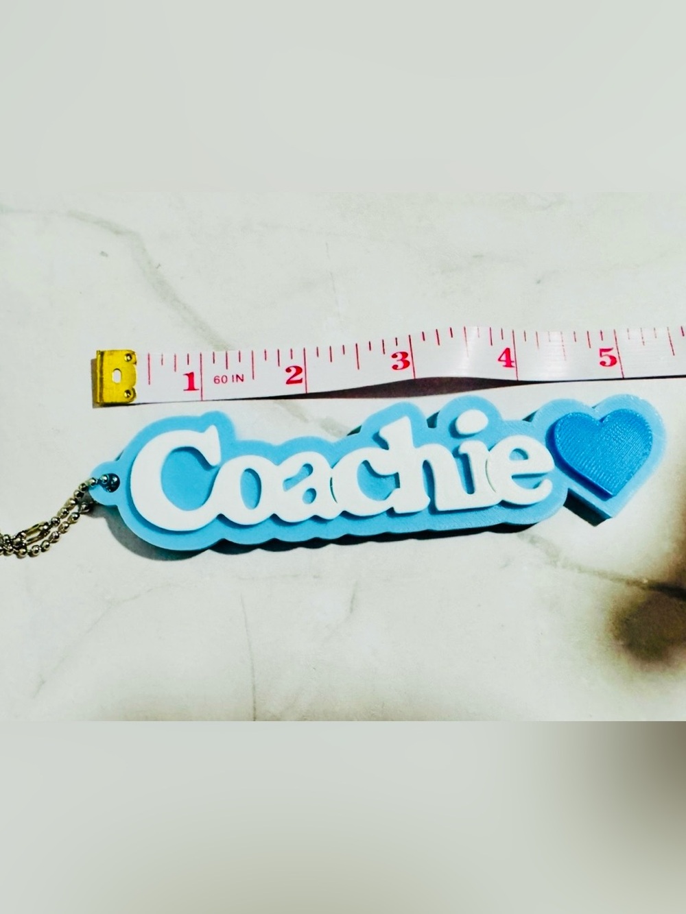 Coachie blue heart hangtag bag charm keychain (hand made unbranded) NEW